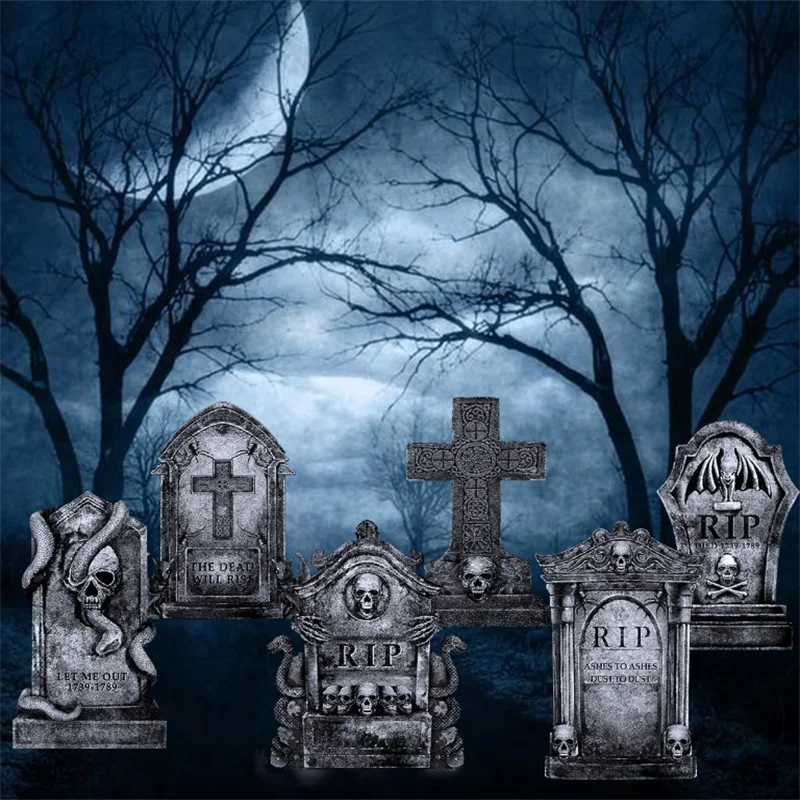 Realistic Foam Graveyard Tombstones | Assorted Spooky Styles for Halloween Yard Decor