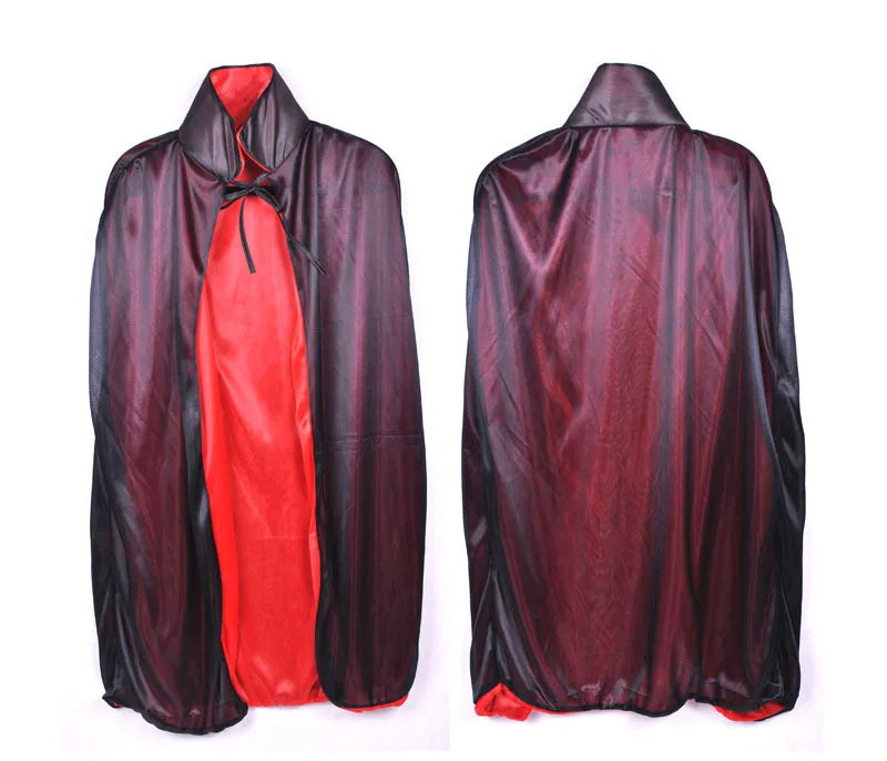 Reversible Black & Red Hooded Cloak | Vampire or Witch Costume Cape | Adult Halloween Accessory