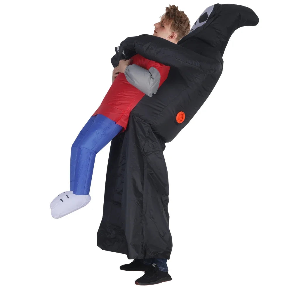 Inflatable Grim Reaper Abduction Costume | Funny "Carried By" Adult Blow-Up Halloween Suit