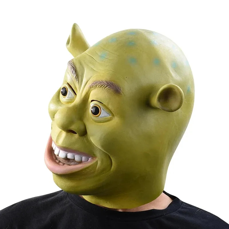 Iconic Green Shrek Ogre Full Head Mask | Funny & Scary Silicone Meme Costume (Adult)