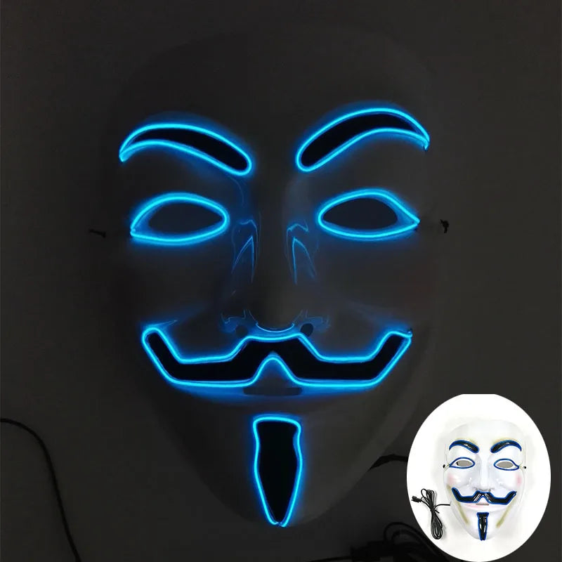 Glow in the Dark Guard Mask (4-Mode) | Triangle, Square, or Circle EL Wire Cosplay Mask