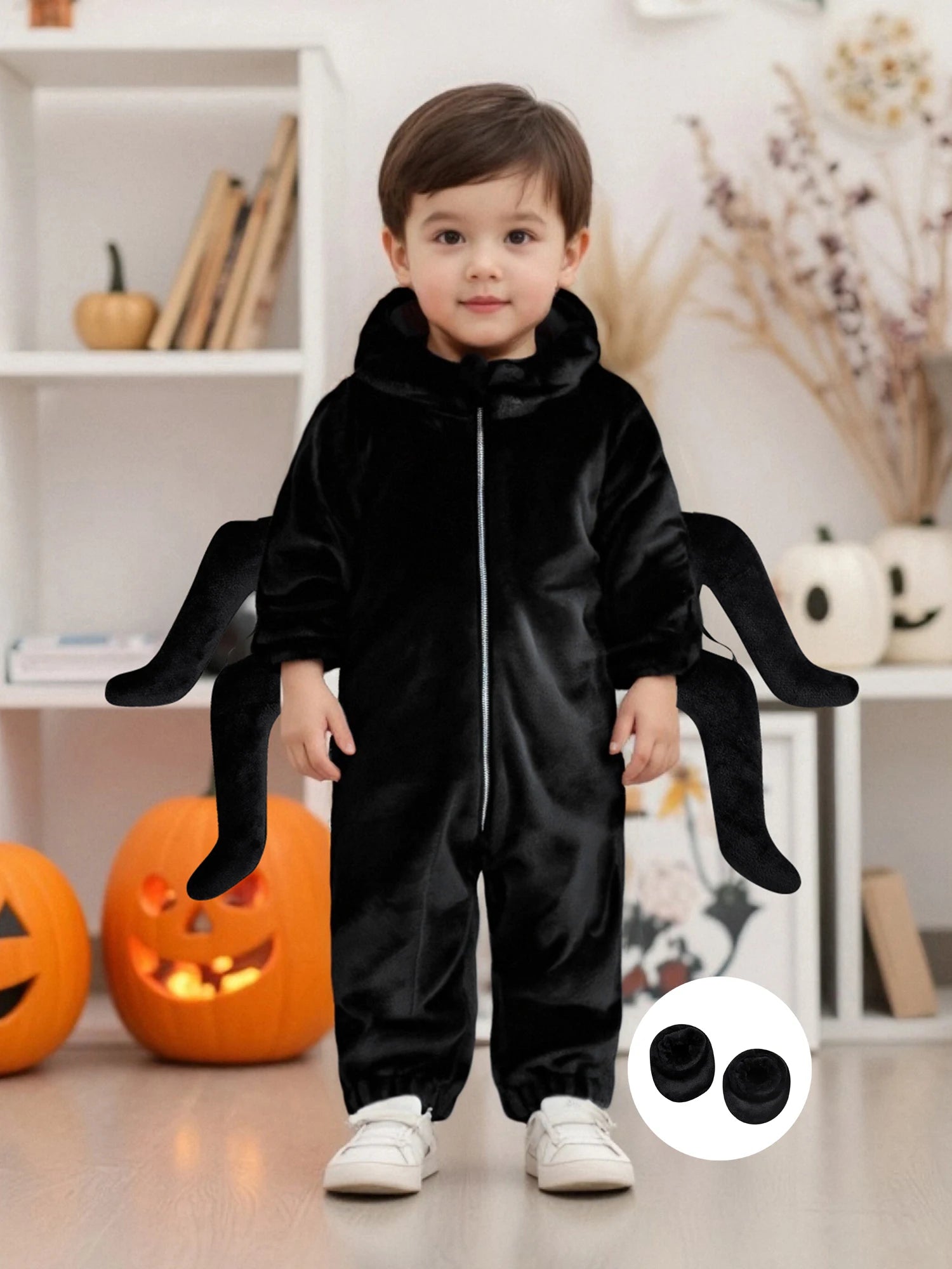 Cute Baby Spider Halloween Costume | Plush Hooded Romper Set with Booties | Deguisement Halloween Bebe