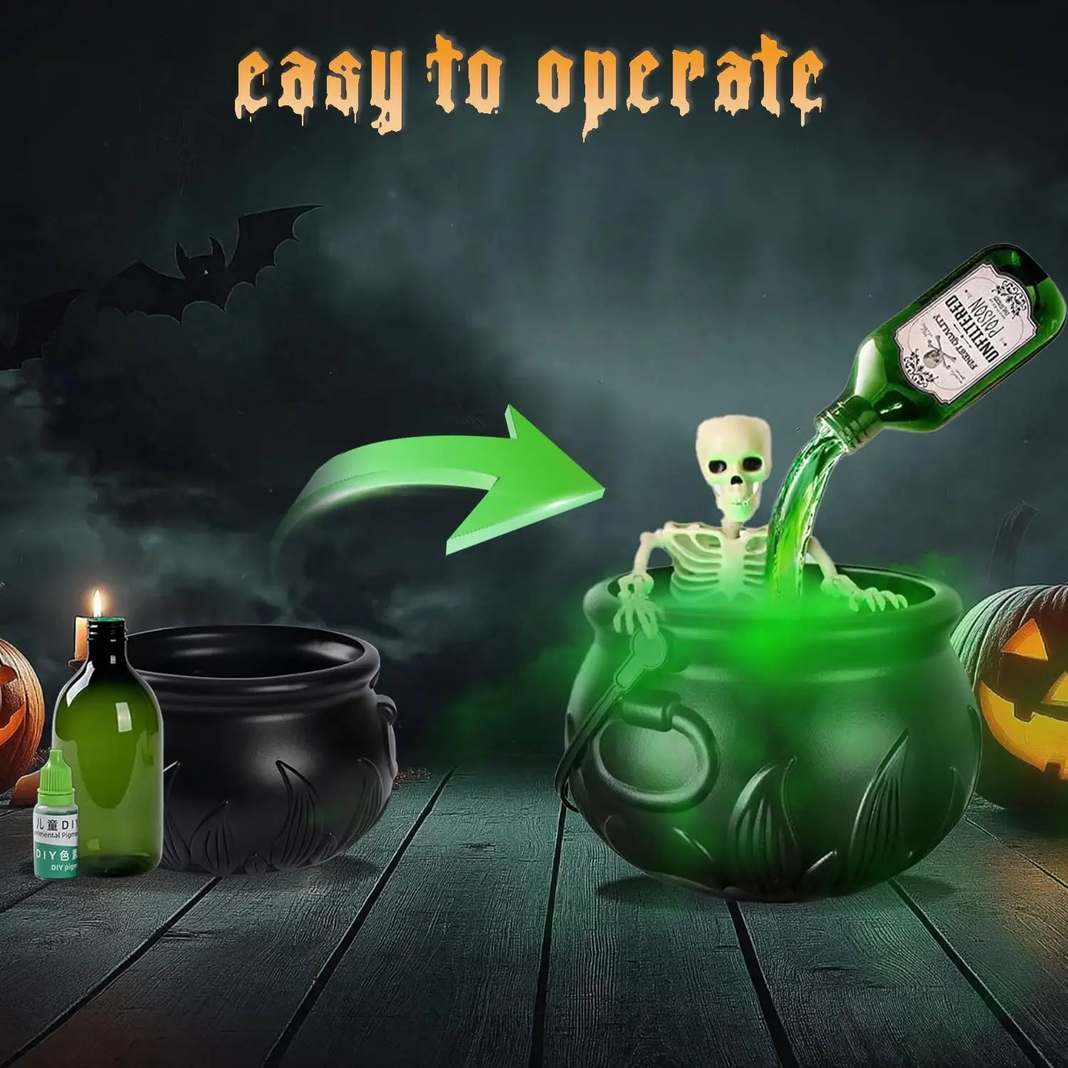 Suspended Magic Potion Misting Halloween Witch Cauldron