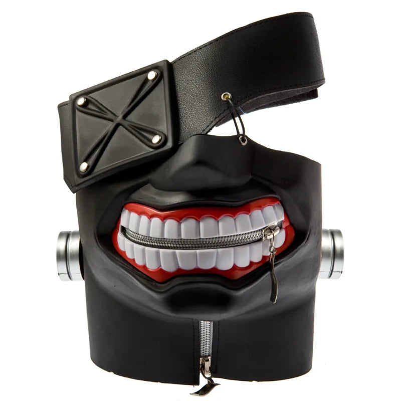 Anime Ghoul Cosplay Mask (Kaneki Ken Style) | 3D Synthetic Leather Zipper Mask
