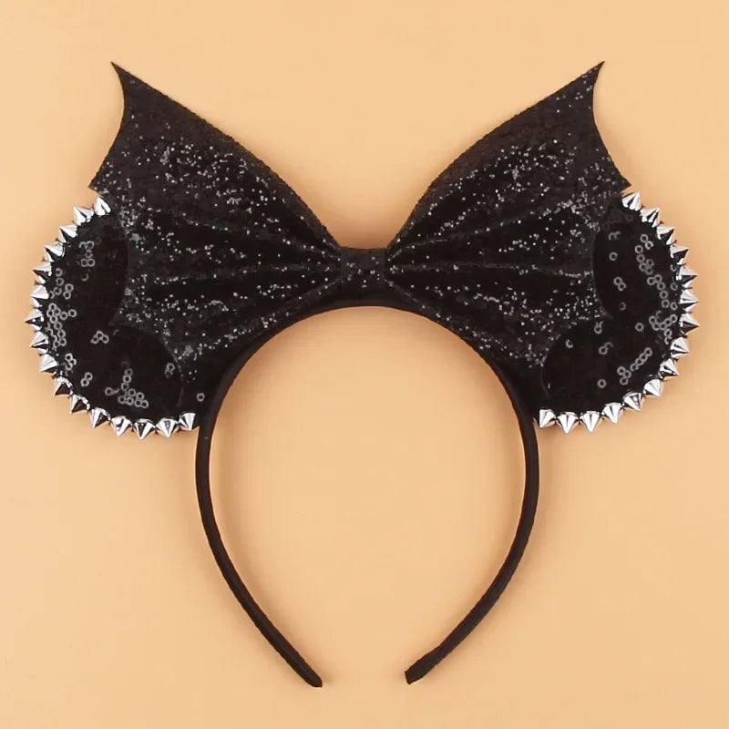 Halloween Mouse Ears Headband | Spooky Theme Park Style Assortment (Bat, Witch, Pumpkin) | Cute Halloween Accessories