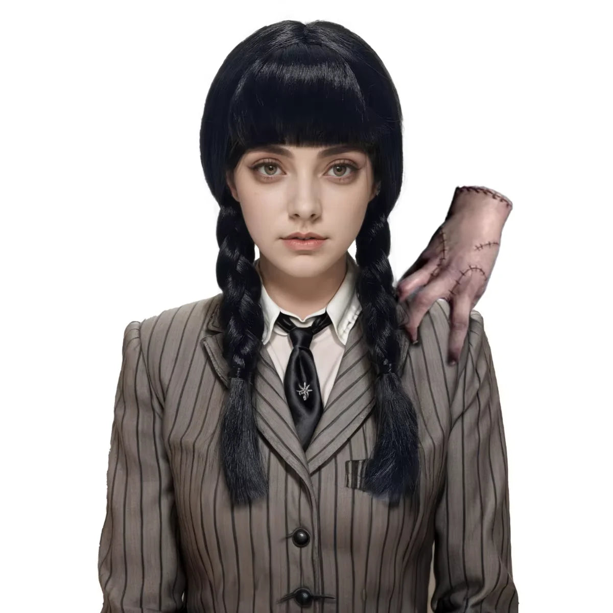 Wednesday Addams Cosplay Synthetic Wig for Halloween Christmas Anime Party April Fool's Day TV Series Inspired Costume Accessory