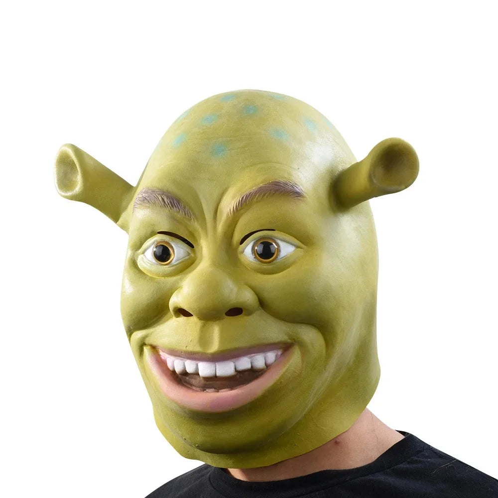 Iconic Green Shrek Ogre Full Head Mask | Funny & Scary Silicone Meme Costume (Adult)