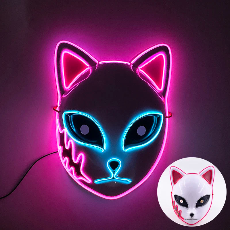 Glow in the Dark Guard Mask (4-Mode) | Triangle, Square, or Circle EL Wire Cosplay Mask