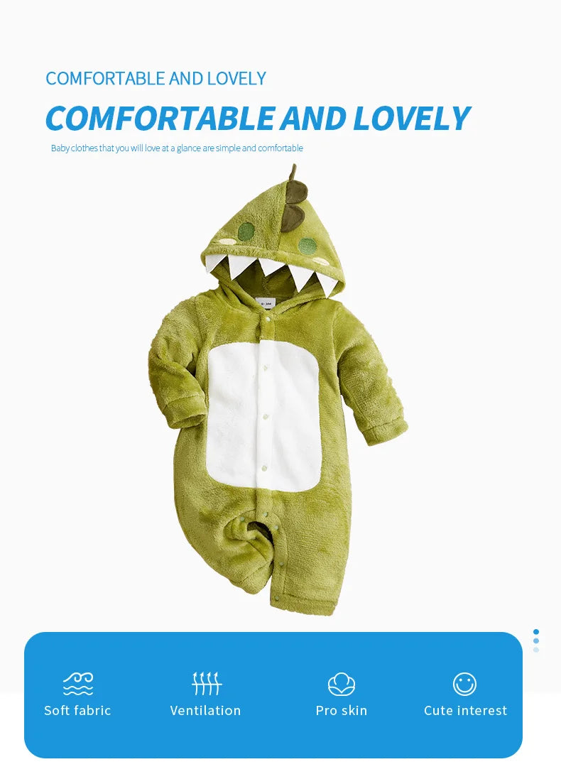 Baby's First Roar! Cozy Dinosaur Romper Costume - Infant Halloween Costume
