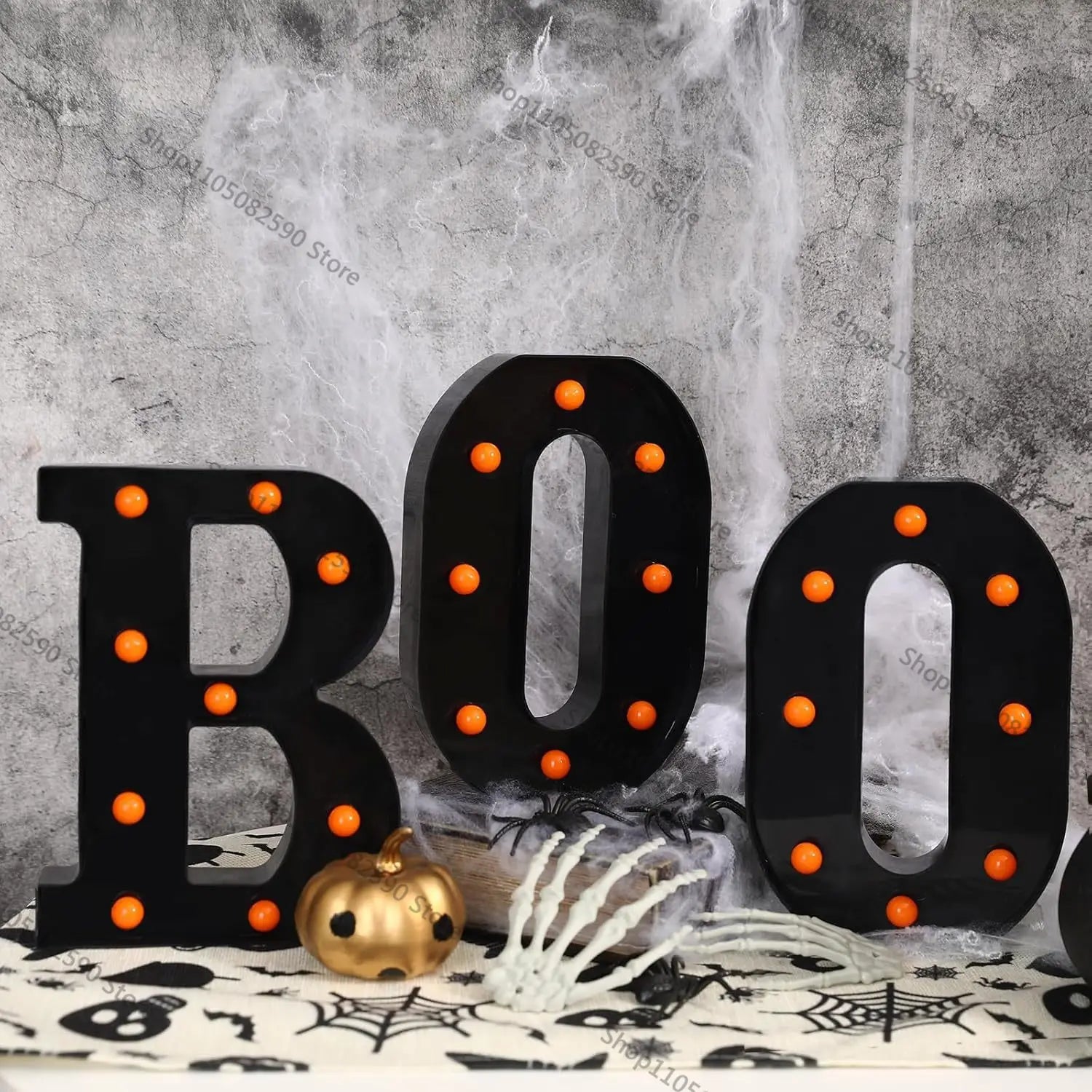 "BOO" Marquee Light-Up Letters Sign | Battery-Operated Halloween Decor