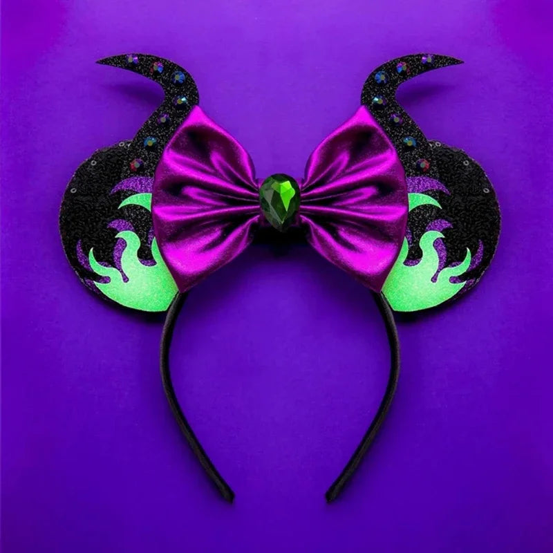 Halloween Mouse Ears Headband | Spooky Theme Park Style Assortment (Bat, Witch, Pumpkin) | Cute Halloween Accessories