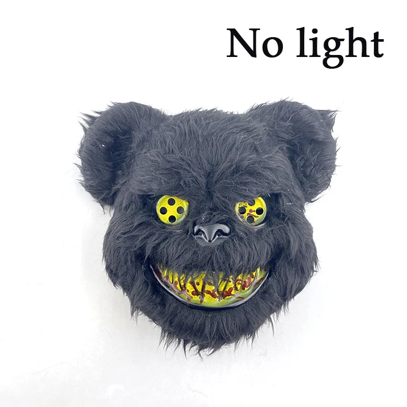 Scary LED Light-Up Halloween Mask | Creepy Rabbit &amp; Bloody Bear Styles | 3-Mode EL Wire Purge Mask