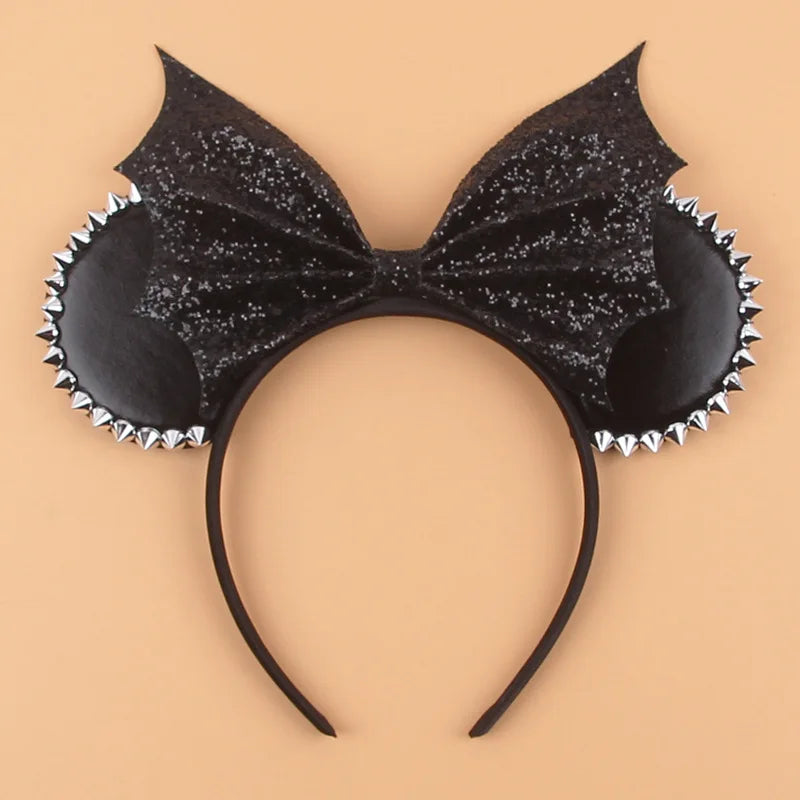 Halloween Mouse Ears Headband | Spooky Theme Park Style Assortment (Bat, Witch, Pumpkin) | Cute Halloween Accessories