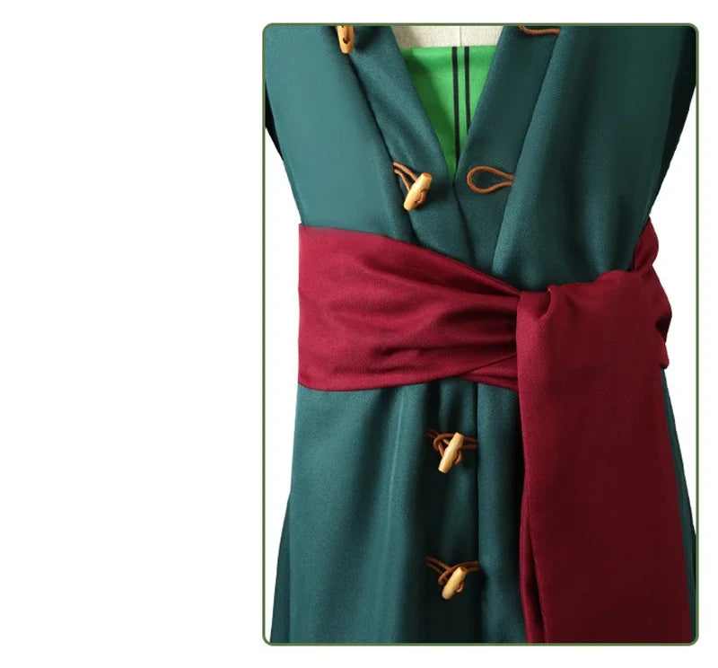 Roronoas Cosplay Costume Anime Kimono Robe Zoro Cloak Uniform Halloween Outfit