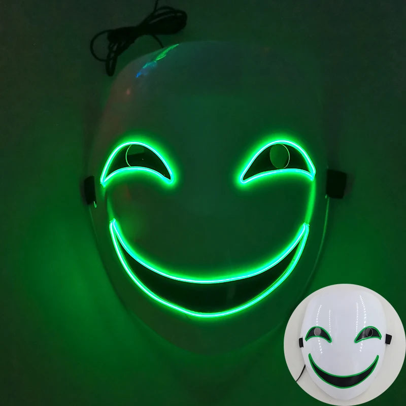 Glow in the Dark Guard Mask (4-Mode) | Triangle, Square, or Circle EL Wire Cosplay Mask