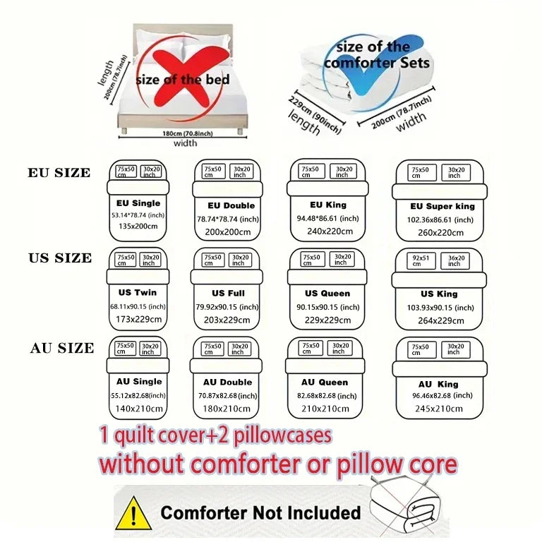 Cute Ghost & Witch Hat 3-Piece Bedding Set | Halloween Duvet Cover with 2 Pillowcases