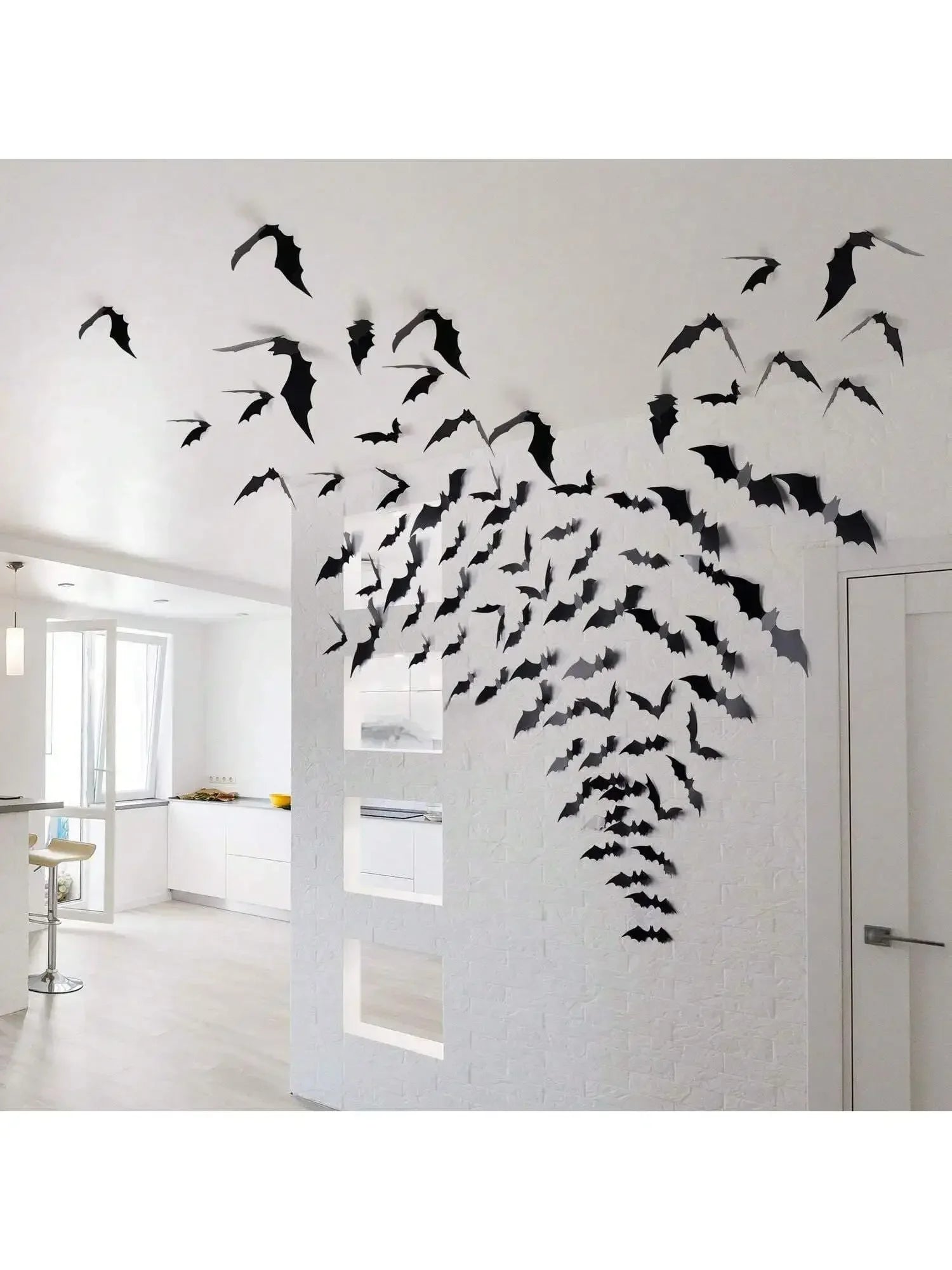 3D Bat Wall Decals (Large Multi-Pack) | Spooky Bat Swarm Halloween Decor