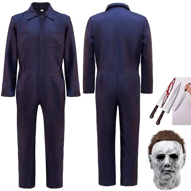 Michael Myers Halloween Costume Set | Horror Movie Slasher Jumpsuit, Mask & Prop Knife (Components Sold Separately)