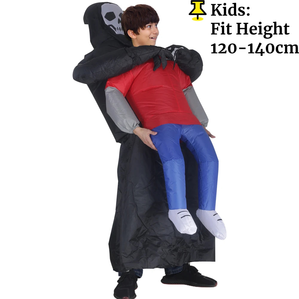 Inflatable Grim Reaper Abduction Costume | Funny "Carried By" Adult Blow-Up Halloween Suit