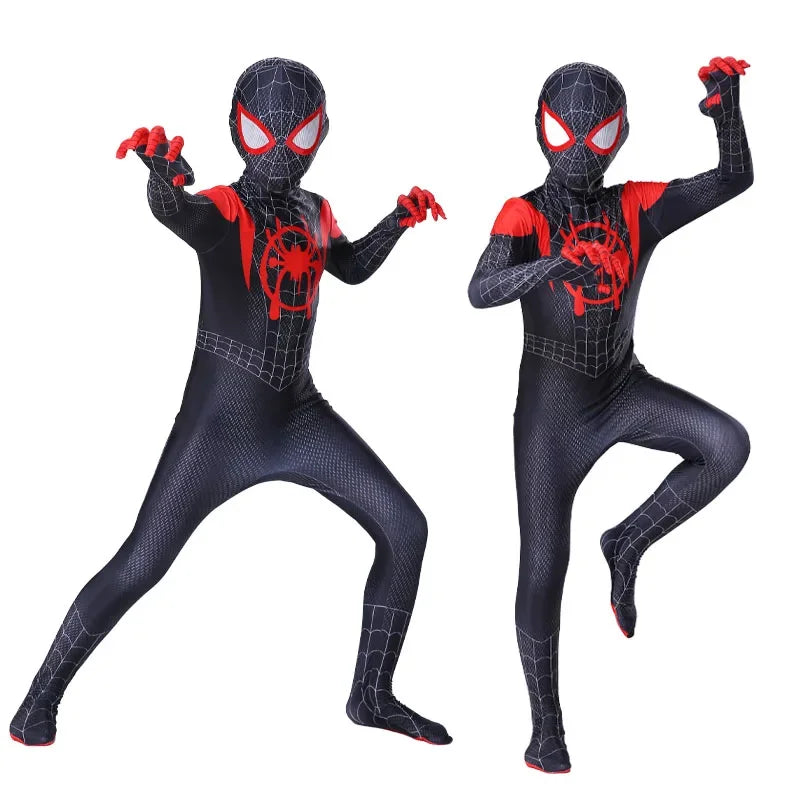 Boys Girls Spiderman Costume Superhero Jumpsuit | Miles Morales Spider-Man Cosplay