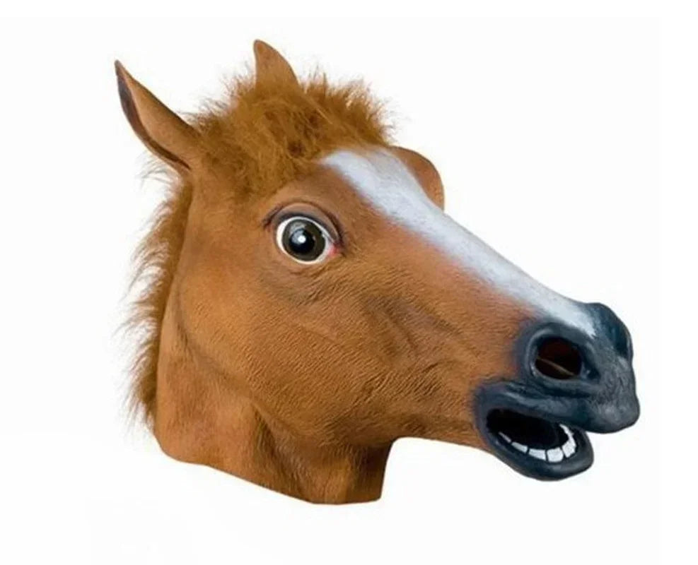 Classic Horse Head Mask | Funny Full Head Vinyl Meme Costume (Adult)
