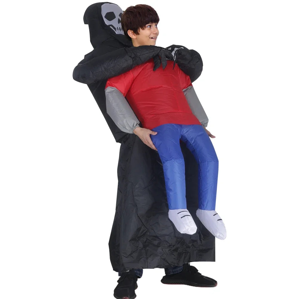 Inflatable Grim Reaper Abduction Costume | Funny "Carried By" Adult Blow-Up Halloween Suit