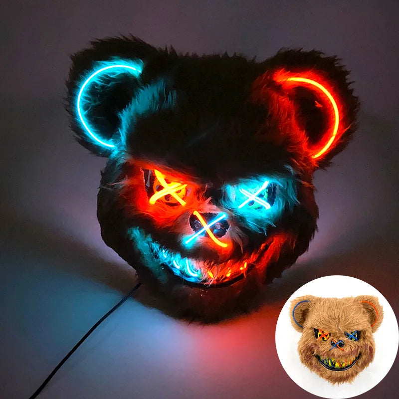 Glow in the Dark Guard Mask (4-Mode) | Triangle, Square, or Circle EL Wire Cosplay Mask