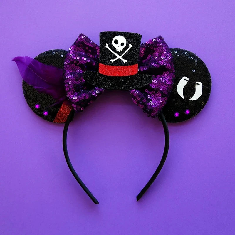 Halloween Mouse Ears Headband | Spooky Theme Park Style Assortment (Bat, Witch, Pumpkin) | Cute Halloween Accessories