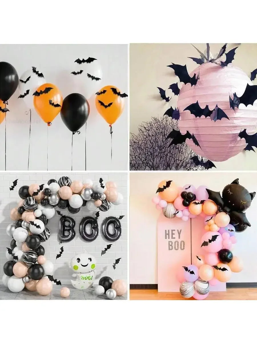 3D Bat Wall Decals (Large Multi-Pack) | Spooky Bat Swarm Halloween Decor