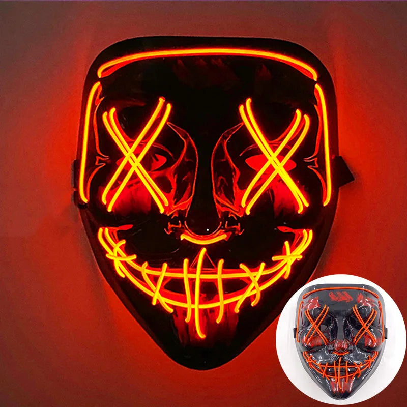 Glow in the Dark Guard Mask (4-Mode) | Triangle, Square, or Circle EL Wire Cosplay Mask