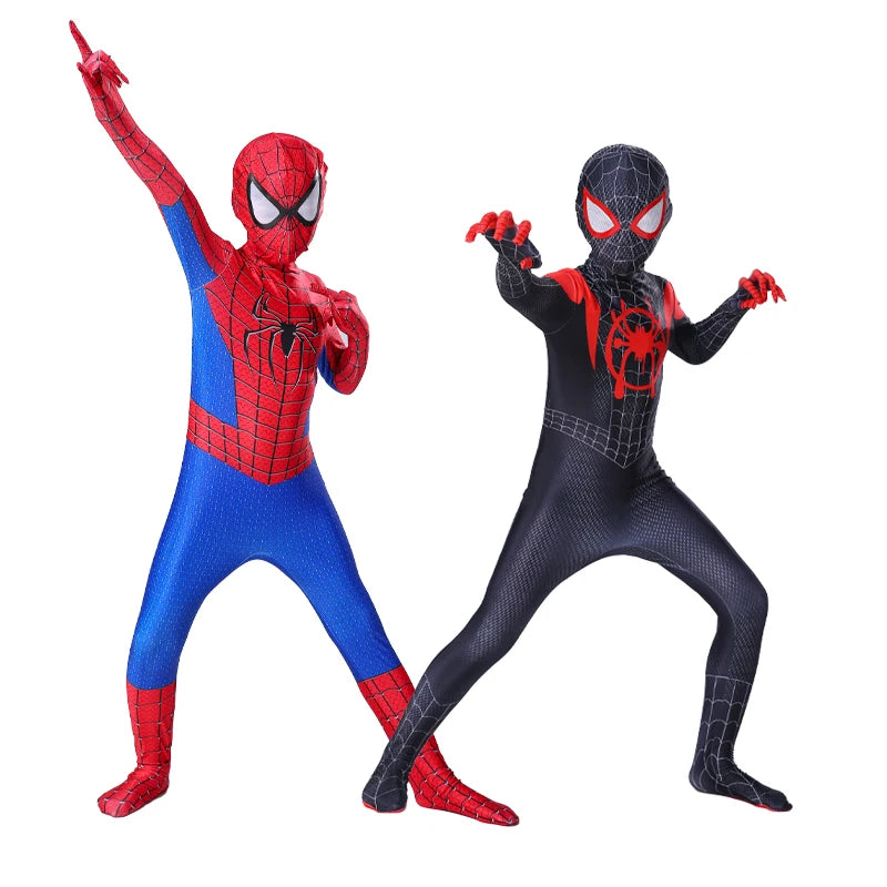 Boys Girls Spiderman Costume Superhero Jumpsuit | Miles Morales Spider-Man Cosplay