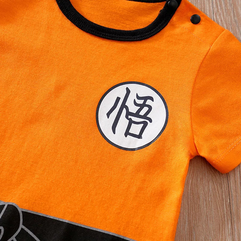 Baby Goku Costume Romper with Bib – Dragon Ball Z Anime Halloween Outfit