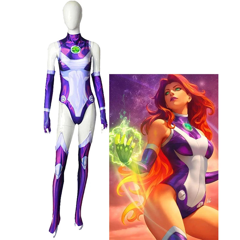 Starfire Cosplay Costume: Superhero Bodysuit for Women