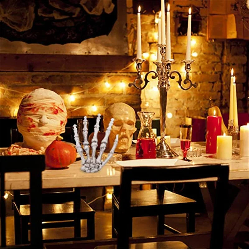 Realistic Skeleton Hands (1 Pair) – Life-Size Plastic Bones Prop for Halloween Decoration