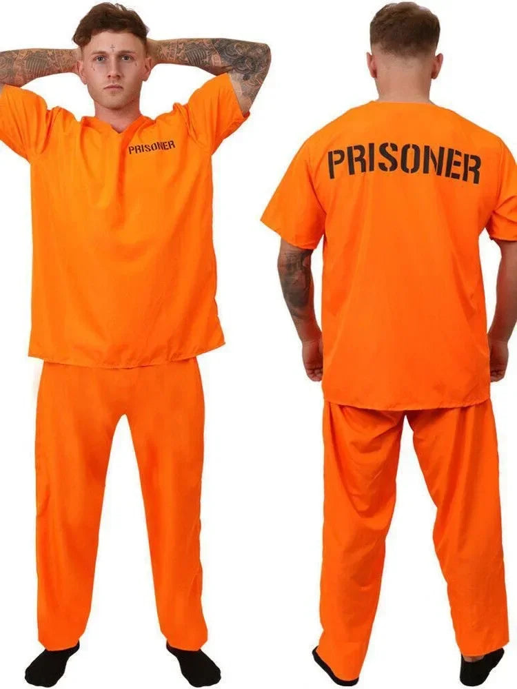 Costume Orange Prisoner Jumpsuit Jailbird Outfit for Halloween