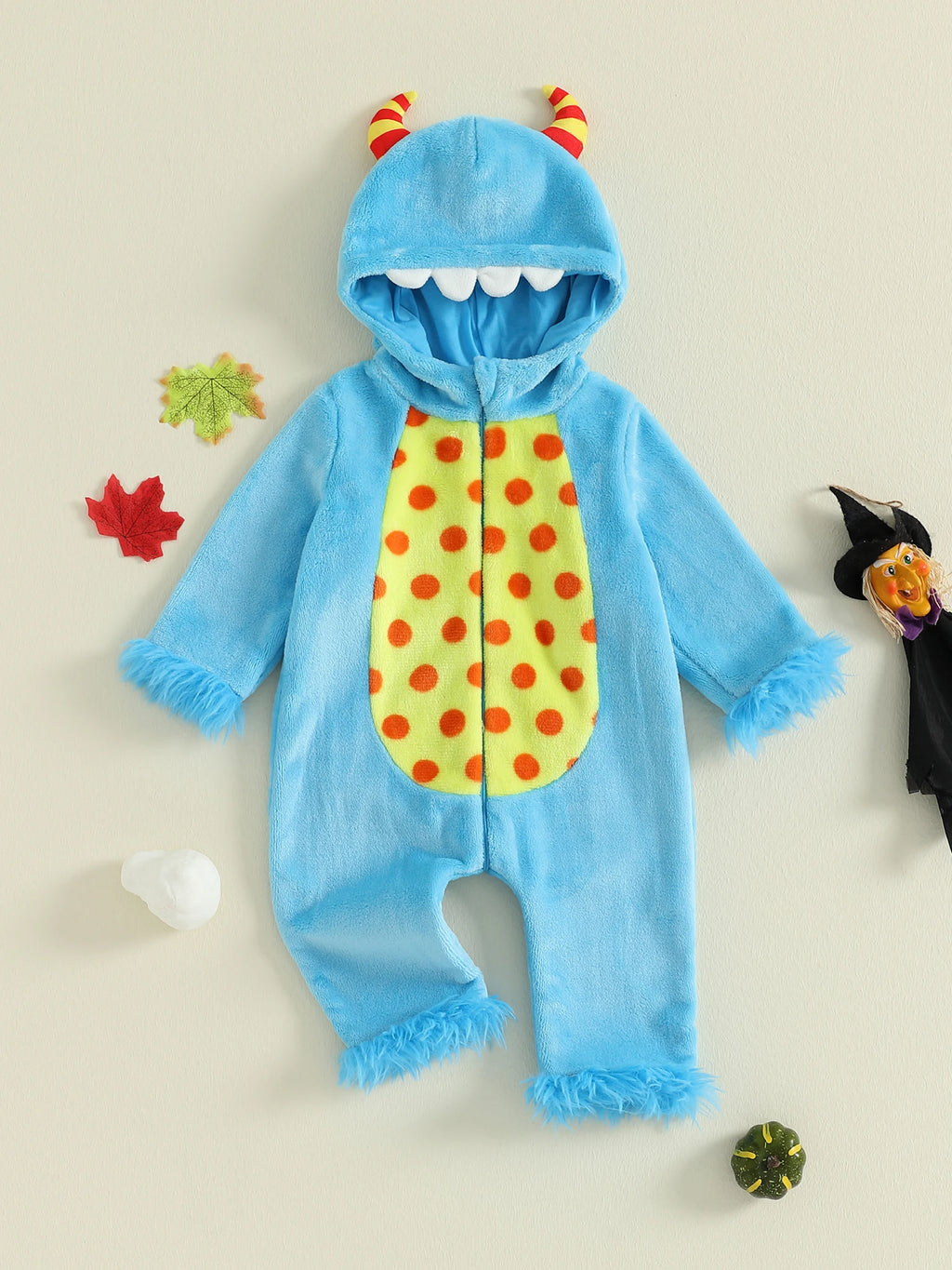 Monstrously Cute! Cozy Pink & Blue Monster Costume Romper - Infant Halloween Costume