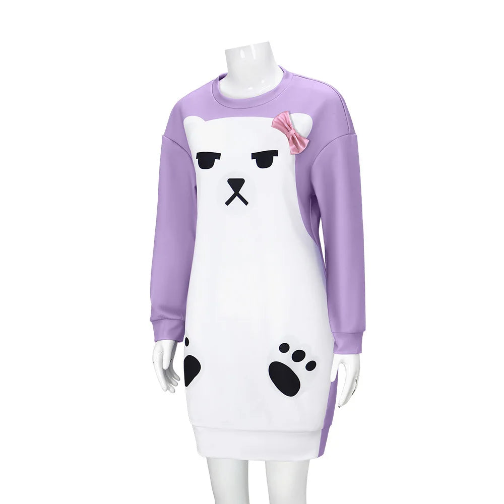K Pop Demon Hunter of Mira Cosplay Purple Sleepdress & Headwear | White Bear Pajama | Girls Halloween Party Outfits