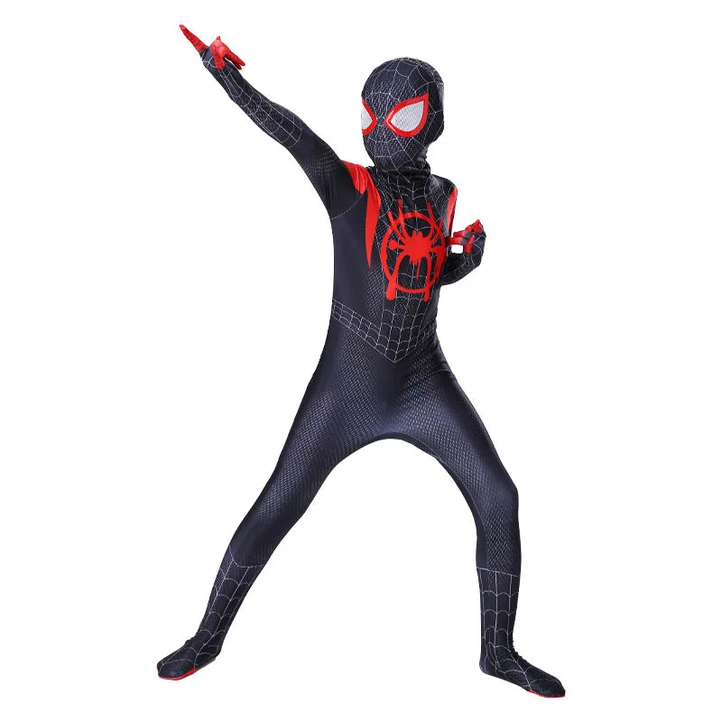 Boys Girls Spiderman Costume Superhero Jumpsuit | Miles Morales Spider-Man Cosplay
