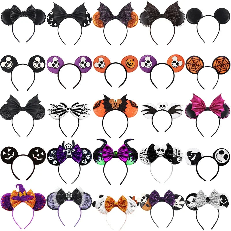 Halloween Mouse Ears Headband | Spooky Theme Park Style Assortment (Bat, Witch, Pumpkin) | Cute Halloween Accessories