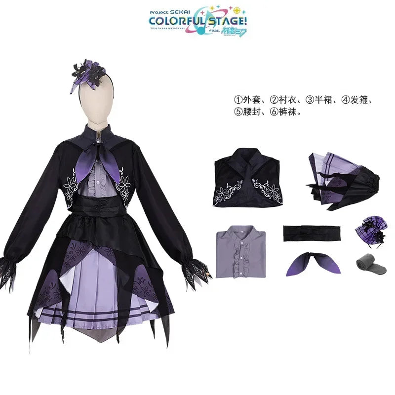 Anime Game Project Sekai Asahina Mafuyu Cosplay Dress & Headgear