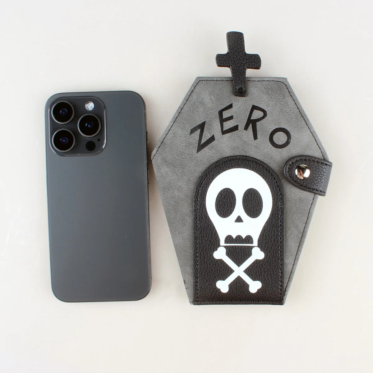 "Zero" Gothic Coffin Wallet | Spooky Skull & Crossbones Bifold Card Holder