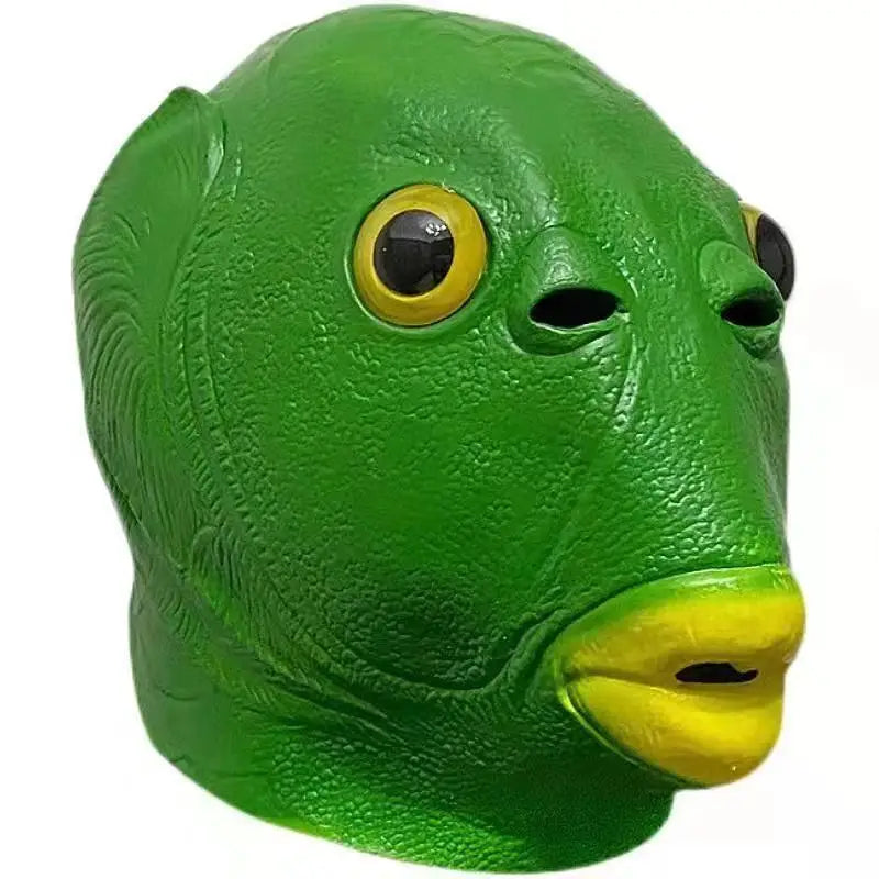 Funny Fish Head Mask | Weird Monster Full-Head Vinyl Mask for Halloween, Parties & Memes