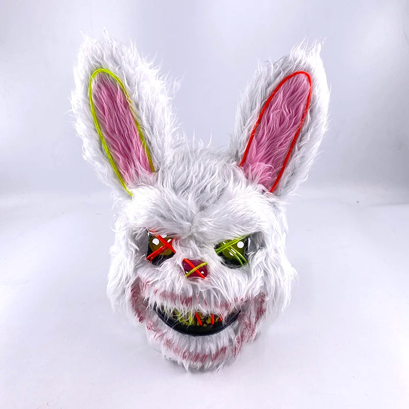 Scary LED Light-Up Halloween Mask | Creepy Rabbit &amp; Bloody Bear Styles | 3-Mode EL Wire Purge Mask
