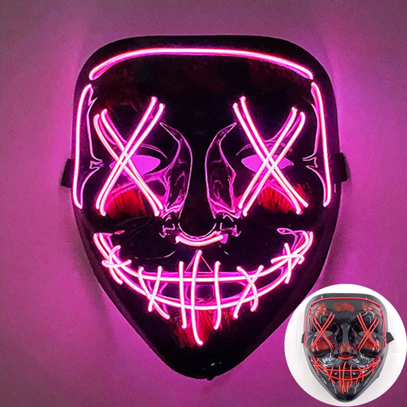Glow in the Dark Guard Mask (4-Mode) | Triangle, Square, or Circle EL Wire Cosplay Mask