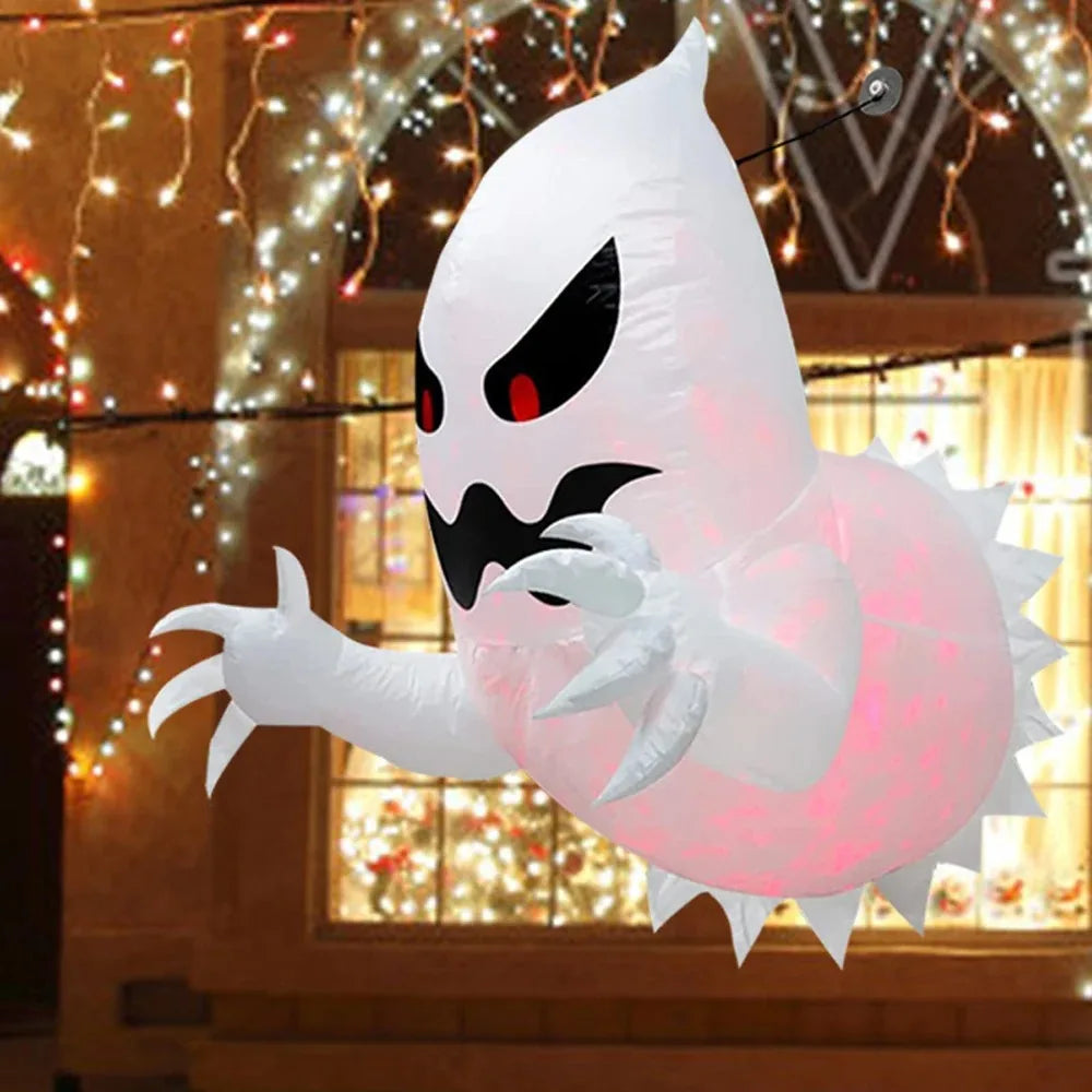 4.6ft Inflatable Scary Red Ghost | Window Hanging Blow-Up Halloween Decoration