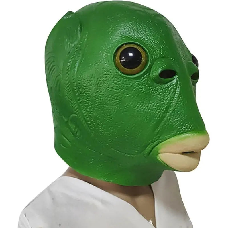 Funny Fish Head Mask | Weird Monster Full-Head Vinyl Mask for Halloween, Parties & Memes