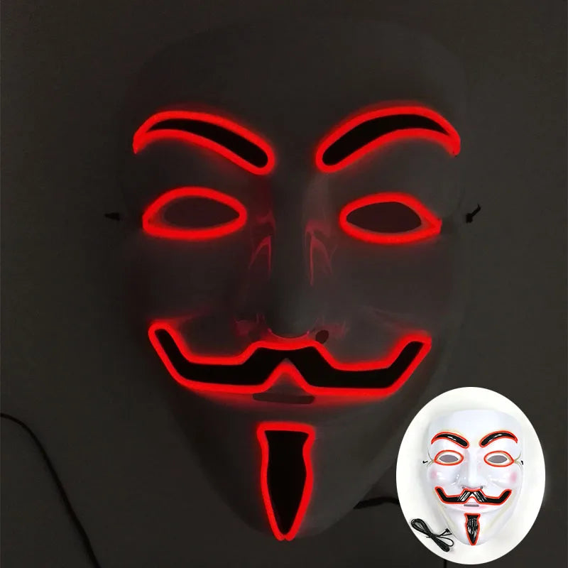 Glow in the Dark Guard Mask (4-Mode) | Triangle, Square, or Circle EL Wire Cosplay Mask