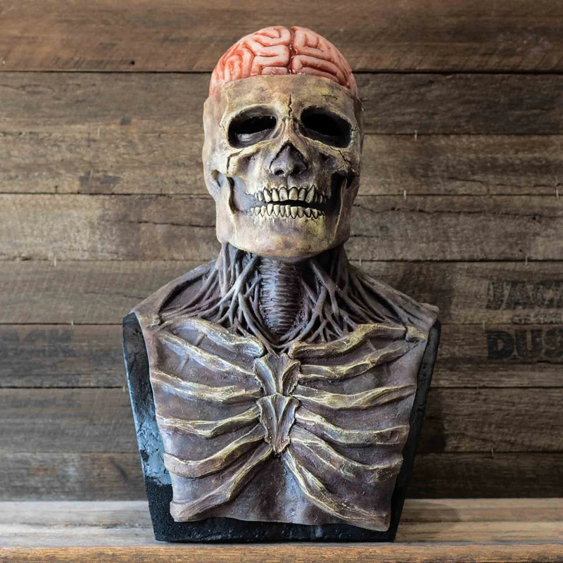 Scary Skeleton Gentleman Mask | Full Head & Chest Latex Horror Mask with Top Hat