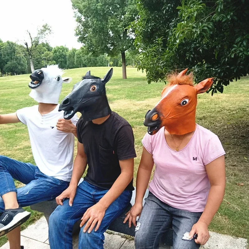 Classic Horse Head Mask | Funny Full Head Vinyl Meme Costume (Adult)