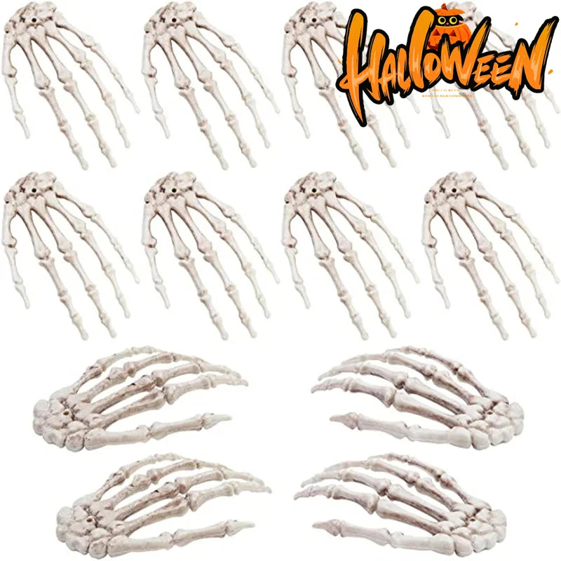 Realistic Skeleton Hands (1 Pair) – Life-Size Plastic Bones Prop for Halloween Decoration